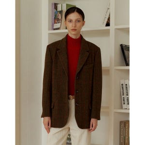 [앳코너]  카키 해링본 체크 울자켓 AEJA3F004K2