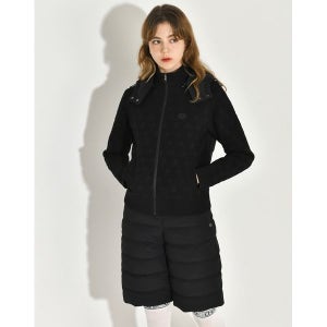 [헤지스골프]  여성 블랙 숏기장 스웨터 하이브리드 집업 점퍼 HWSW3D734BK