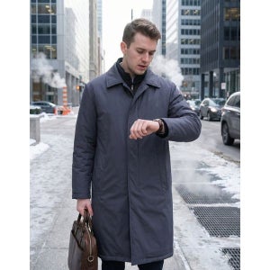 [알레그리]  다크터콰이즈블루 스탠카라 퀼팅 리버시블 트렌치 코트 ARTR3D304T3