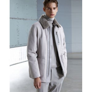 [알레그리]  베이지 럭셔리 프레스티지오 무톤 송아지 가죽 점퍼 ARJU3D804I2