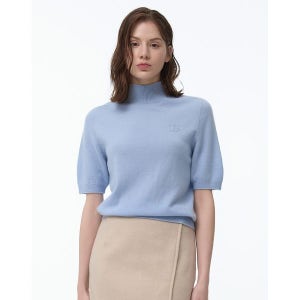 [질스튜어트뉴욕 우먼]  블루 단색 캐시미어100% 모크넥 5부소매 니트 WJSW3D350B1