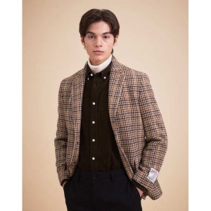 [헤지스] 남성 베이지 Harris Tweed 패턴 울 긴팔 자켓 HZJA3D406I3