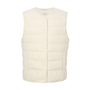 [헤지스]  HAZZYS 여성 베이지 단색 구스다운 경량 패딩 베스트 WSJU3D929I1