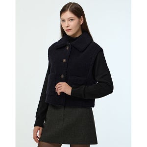 [질스튜어트뉴욕 우먼] 네이비 단색 양모피 양면 베스트 WJJU3D600N3