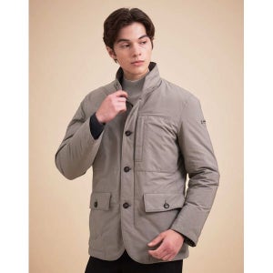 [헤지스]  HAZZYS 남성 그레이 하이넥 구스다운 패딩 자켓 HZJA3D471G1