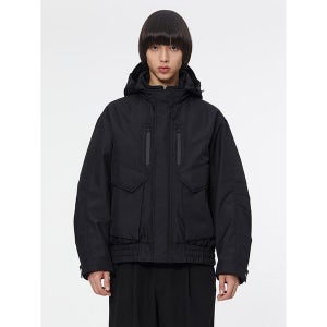 [일꼬르소]  블랙 스트럭쳐 코듀라 패딩 후드 점퍼 IEJU3F305BK