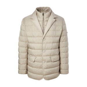 [헤지스]  HAZZYS 남성 베이지 프리미엄 경량 구스다운 패딩 자켓 HZJA3D474I1