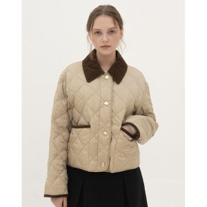 [앳코너]  베이지 리사이클 폴리 퀼팅 자켓 AEJU3F011I2