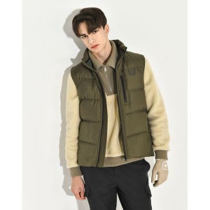 [헤지스골프]  남성 카키 더블넥 푸퍼 구스다운 베스트 HUJU3D761K2