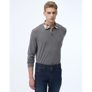 [닥스]   남성 그레이 체크배색 긴팔 카라 티셔츠 WMTS3D501G2