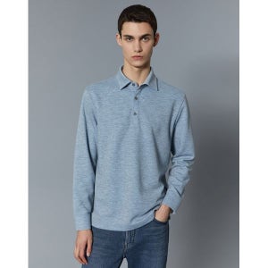 [닥스]  남성 블루 소프트 이중지 긴팔 카라 티셔츠 DMTS3D011B1