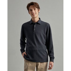 [닥스]  남성 터쿠아즈 블루 볼륨 마이크로패턴 긴팔 카라 티셔츠 DMTS3D031T3