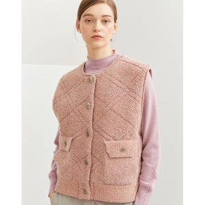 [닥스레이디스] 핑크 퀼팅 울혼방 니트 베스트 DLSW3D005P2