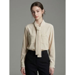 [닥스레이디스] 베이지 플리츠 긴팔 블라우스 DLBL3D903I1
