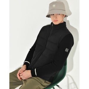 [헤지스골프]  남성 블랙 구스 다운 스웨터 집업 니트 HUSW3D811BK