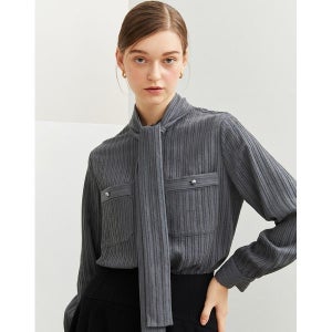 [닥스레이디스] 블루 플리츠 긴팔 블라우스 DLBL3D903B5