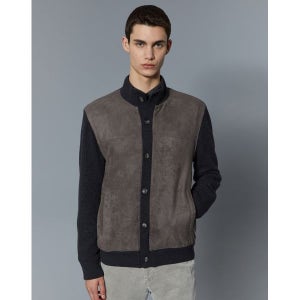 [닥스]  남성 그레이 스웨이드 배색 짚업 스웨터 가디건 DMSW3D202G2