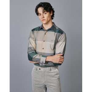 [닥스]  남성 그린 기모 시그니처 빅체크 긴팔 셔츠 DMSH3D002E2