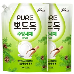 피죤)퓨어뽀드득주방세제 1.2L 2개입 솔잎향