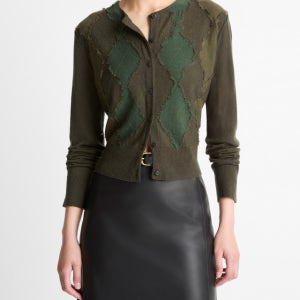 [빈스 여성] 카키 패턴 울캐시미어혼방 가디건 VCSW5F206K3