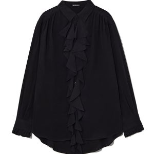 앤 드뮐미스터 블랙 튜니스 하이 컴포트 러플 셔츠 2502-M-SH28-FA634-099