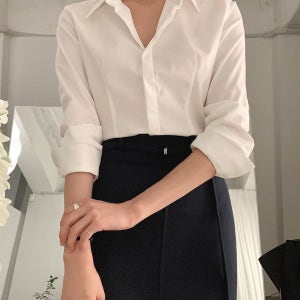 셔츠/남방 조엘 슬림 셔츠 블라우스 (아이보리), (free)