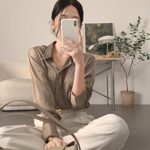 블라우스 멜르 크랙 블라우스 (엘르 베이지), (free)