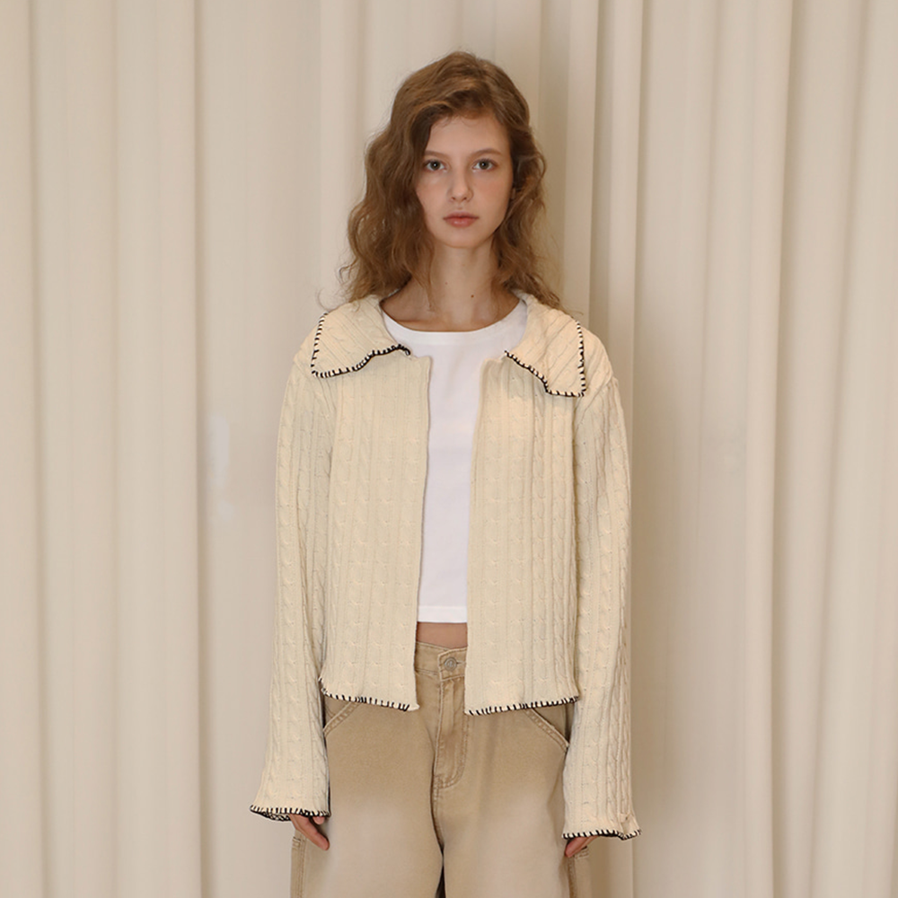 [소프트서울] STITCH KNITTED CARDIGAN_CREAM