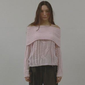 [아수라] ALPACA TWIST OFF SHOULDER KNIT (PINK)