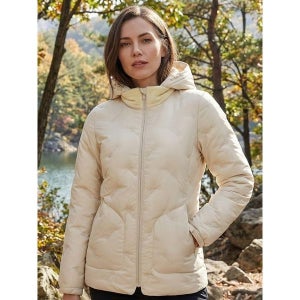 [마운티아]  여성 스패니 덕다운 숏패딩 클레이_1MQJDW2504