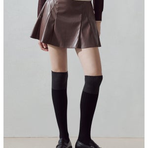 [로드로아르] FAUX 레더 플리츠 스커트 BROWN LDFSA53BR