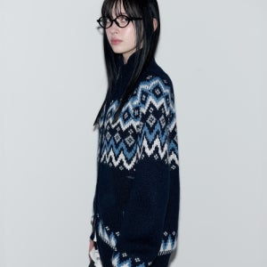 [로라로라] NORDIC JACQUARD TWOWAY ZIP-UP KNIT NAVY 5009040648
