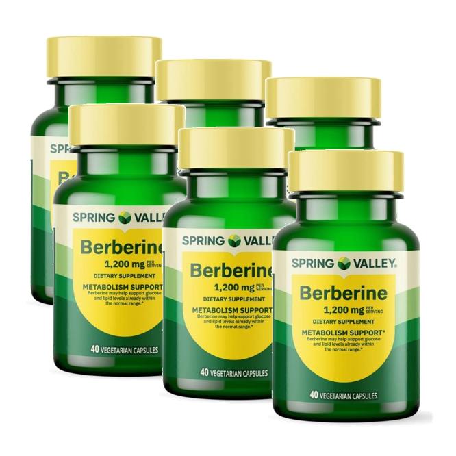 <b>스프링밸리</b> 베르베린 1200mg 메타볼리즘 서포트 캡슐 Spring Valley Berberine  6개  40정