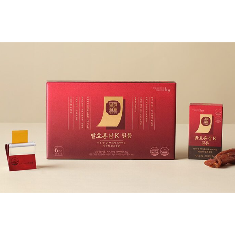 [에치와이] <b>발휘 발효홍삼</b>K 필름 1박스 (90매/3개월분)  90회분