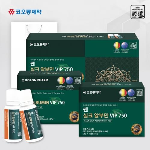 코오롱제약 쎈 실크 알부민 VIP750 30병 난백분말 <b>유단백가수분해물</b>
