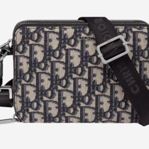 디올 오블리크 자카드 스트랩 지퍼 파우치 베이지 블랙 2OBBC119YSE H05E 숄더 145825508