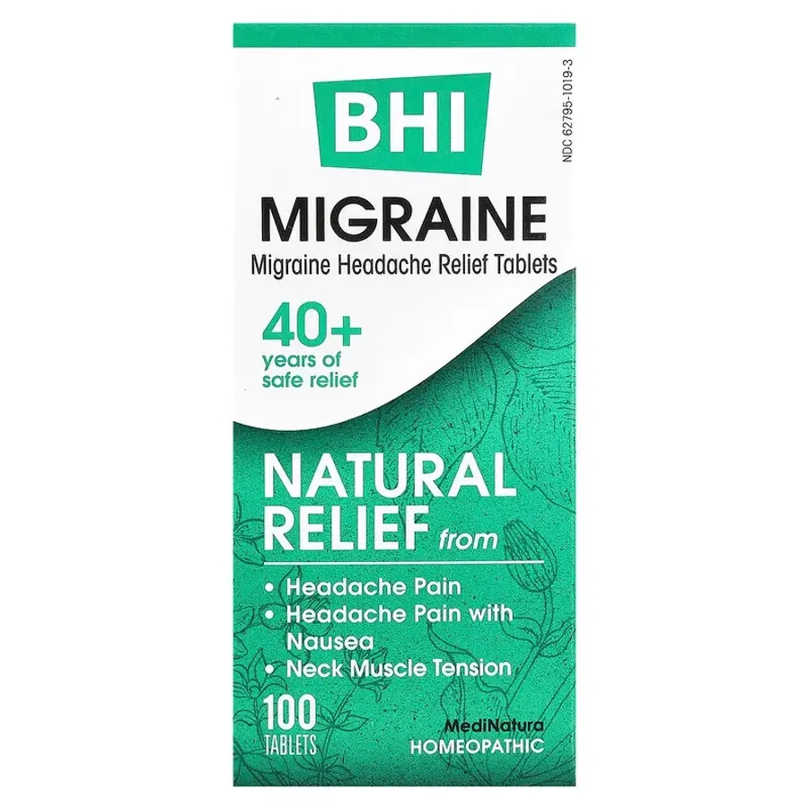 [iHerb 공식] <b>MediNatura</b>, BHI, 편두통 완화, 100정