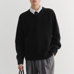 [던스트] UNISEX SOFT VOLUME V-NECK SWEATER BLACK M UDSW5D130BK - 블랙