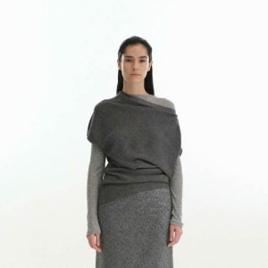 리포스 Unbal Off-Shoulder Knit (Grey)