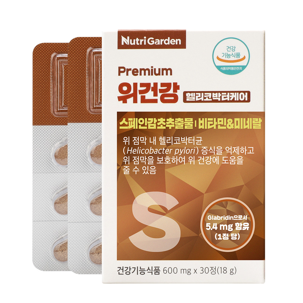 뉴트리가든 <b>프리미엄 위건강</b> 헬리코박터케어 600mg x 30정, 1개