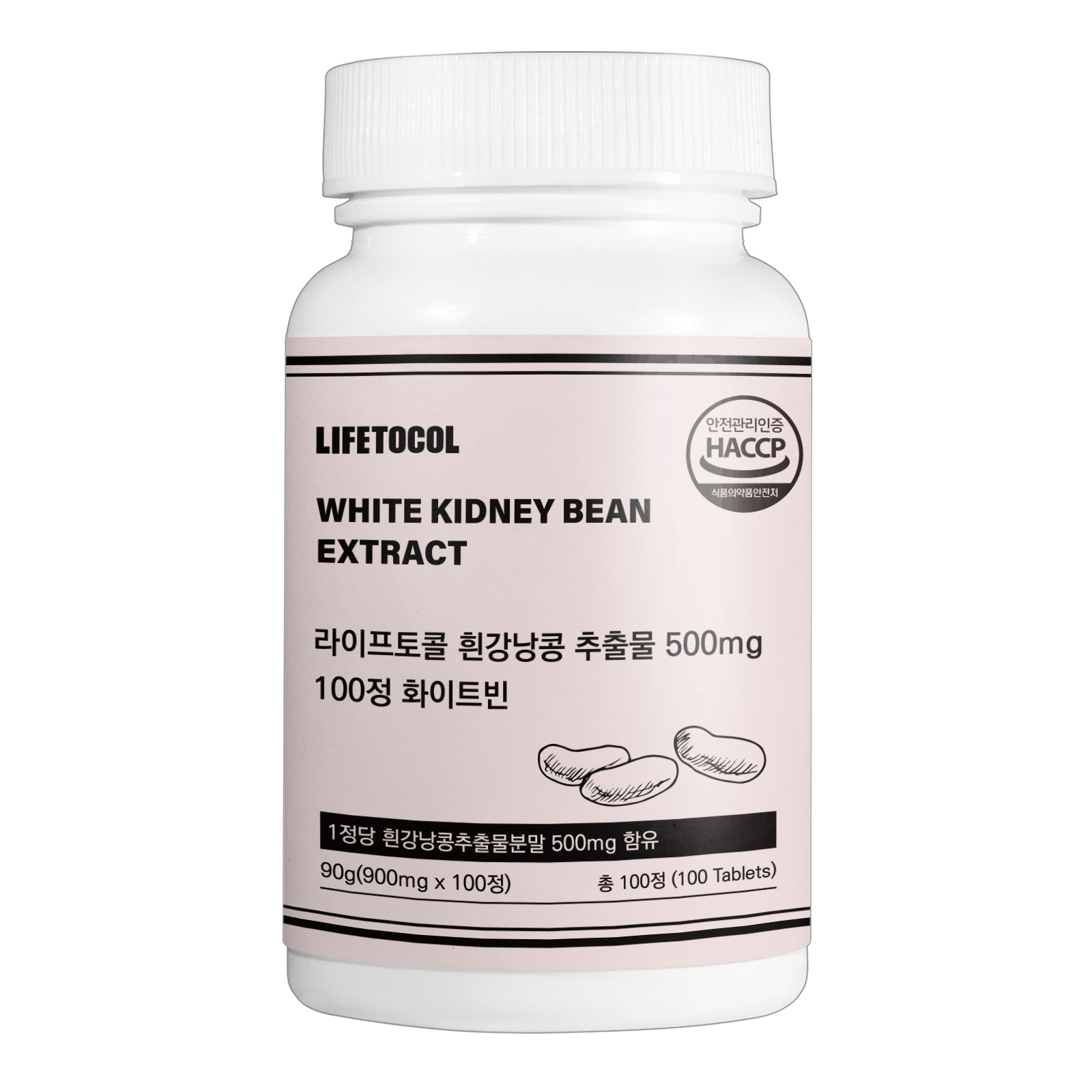 라이프토콜 <b>흰강낭콩 추출물</b> 화이트빈 900mg x 100정, 1개