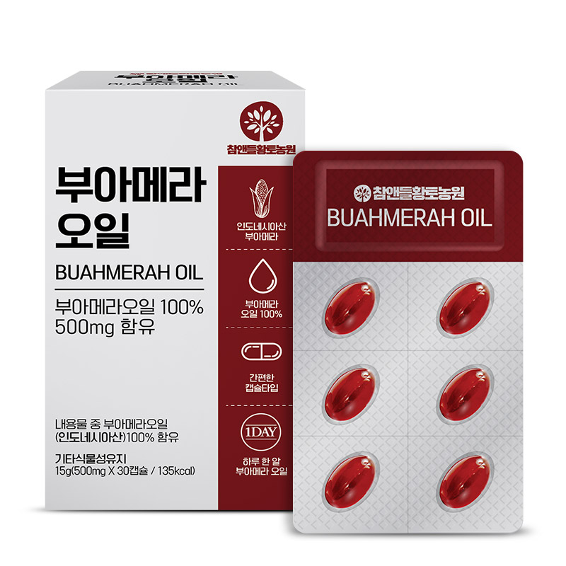 참앤들황토농원 <b>부아메라오일</b> 500mg x 30캡슐, 3개
