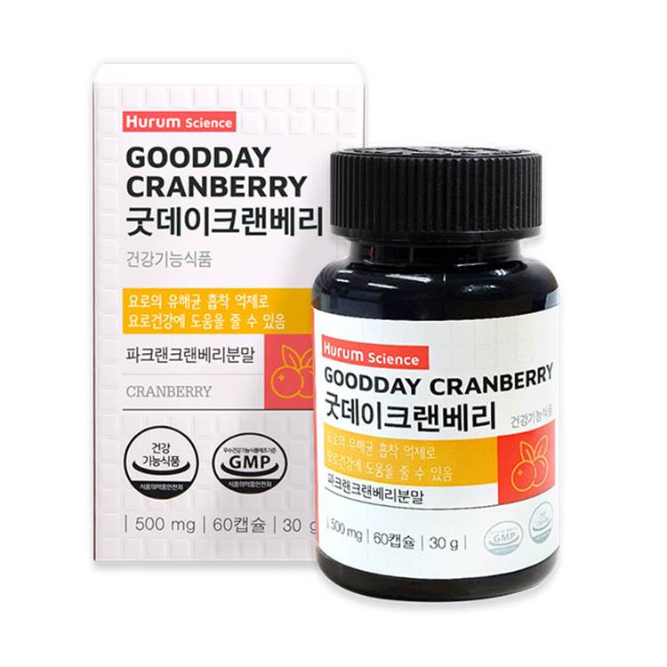 <b>휴럼</b> 굿데이 크랜베리 500mg x 60캡슐, 1개