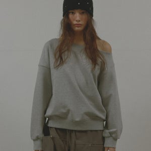 아수라 As Basic One Shoulder Sweatshirt (Melange Grey)