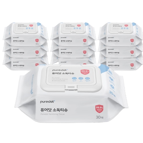 <b>퓨어닷</b> 소독티슈 30매, 10개