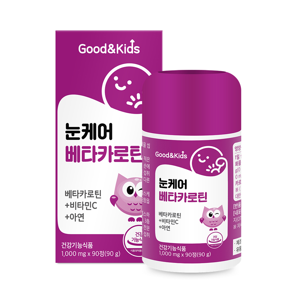 <b>내츄럴플러스</b> 굿앤키즈 눈케어 베타카로틴 1000mg x 90정, 1개