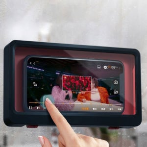 투명선반 욕실 설거지용 투명 휴대폰보관대 욕실행거 무타공 화장실수납 강화유리선반 인조대리