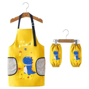 생활의지혜 아동용 미술 학원 방수 앞치마 가운, 공룡 옐로우