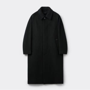 커스텀멜로우 Black Cashmere Blended Oversized Fit Balmacaan Coat CWCAW25612BKX