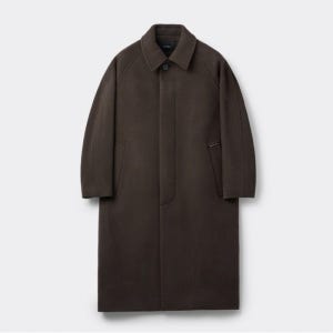 커스텀멜로우 Brown Cashmere Blended Oversized Fit Balmacaan Coat CWCAW25612BRX
